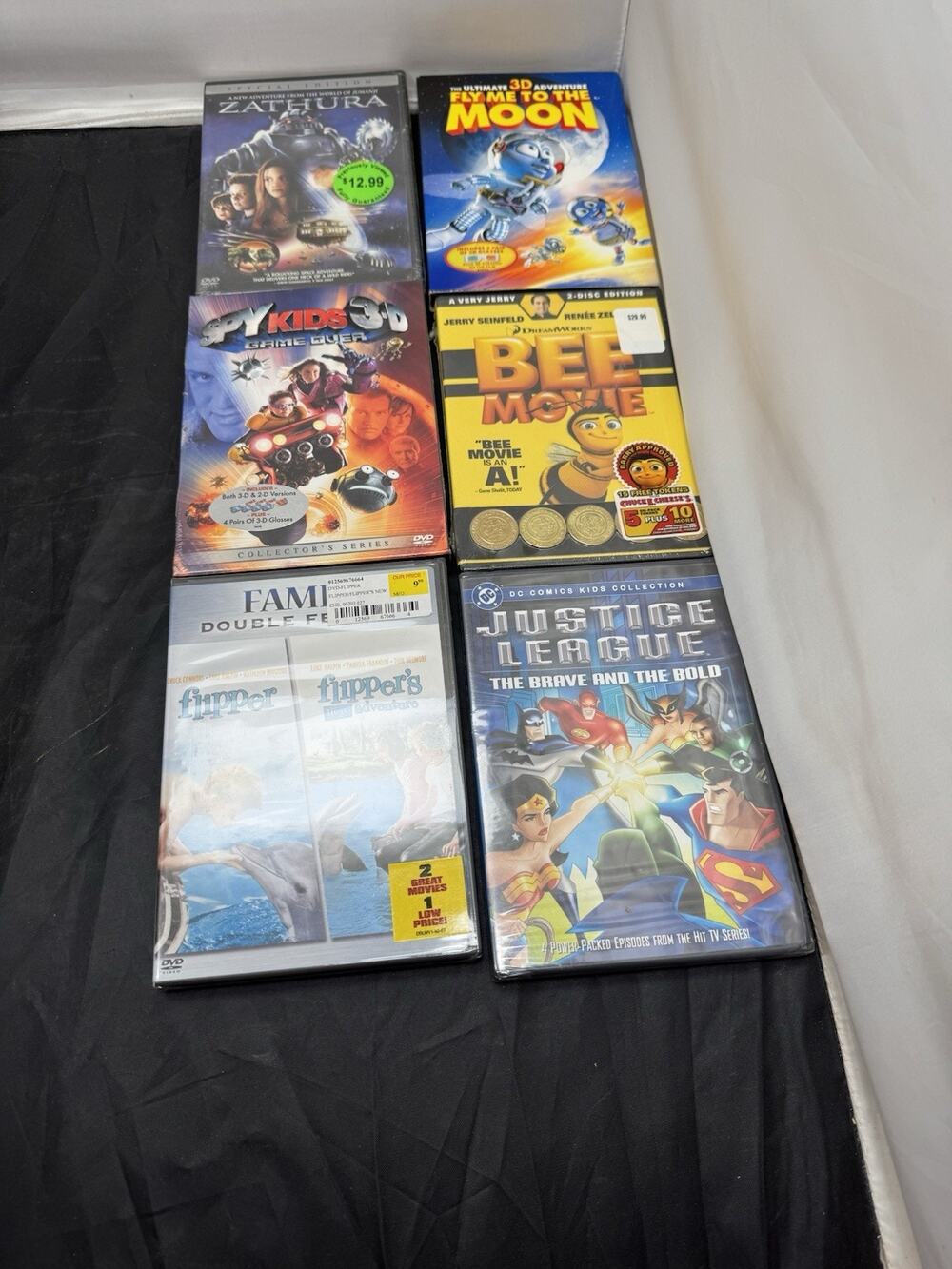 Kids Family DVD Lot 6 - Bee Movie Zathura Spy Kids 3D Justice League Flipper New